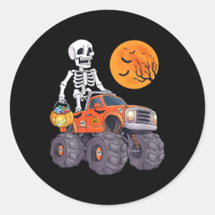 Sticker Rond Enfants Halloween Skeleton équitation Monster Cami