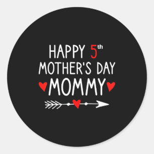 Sticker Rond Enfants heureux 5ème fête des mères maman, fête de