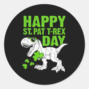 Sticker Rond Enfants Heureux St Pat Trex Jour St Patricks Dinos