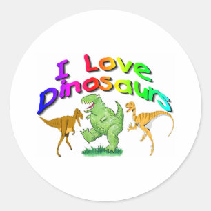 Sticker Rond Enfants "I Love Dinosaures" cadeaux