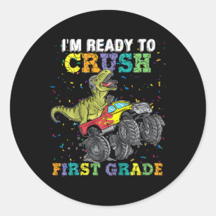 Sticker Rond Enfants Je suis prêt à écraser Camion Monster de p