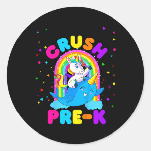 Sticker Rond Enfants Je suis prêt à écraser Pré K Unicorn Retou
