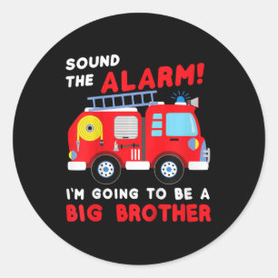 Sticker Rond Enfants Je vais être un grand frère Firetruck bébé