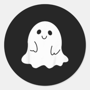 Sticker Rond Enfants Jeune Halloween Fantôme De Boo Avec Une Fi