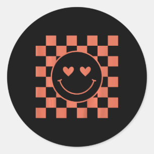 Sticker Rond Enfants Jeunesse Carreaux Rétro Saint-Valentin Sou