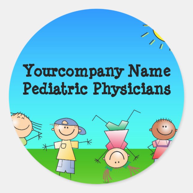 Sticker Rond Enfants jouant à l'extérieur pendant une journée e (Devant)