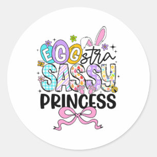 Sticker Rond Enfants Jour de Pâques Œuf-stra Sy Princesse Fille