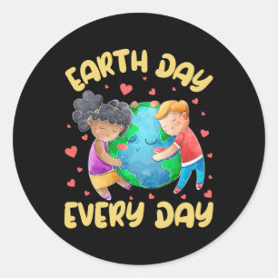 Sticker Rond Enfants Jour des terres chaque jour Joyeux Jour de