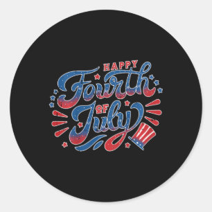 Sticker Rond Enfants Joyeuse fête de l'Indépendance du 4 juille