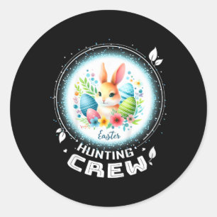 Sticker Rond Enfants jumelant famille Easter OEuf de chasse équ