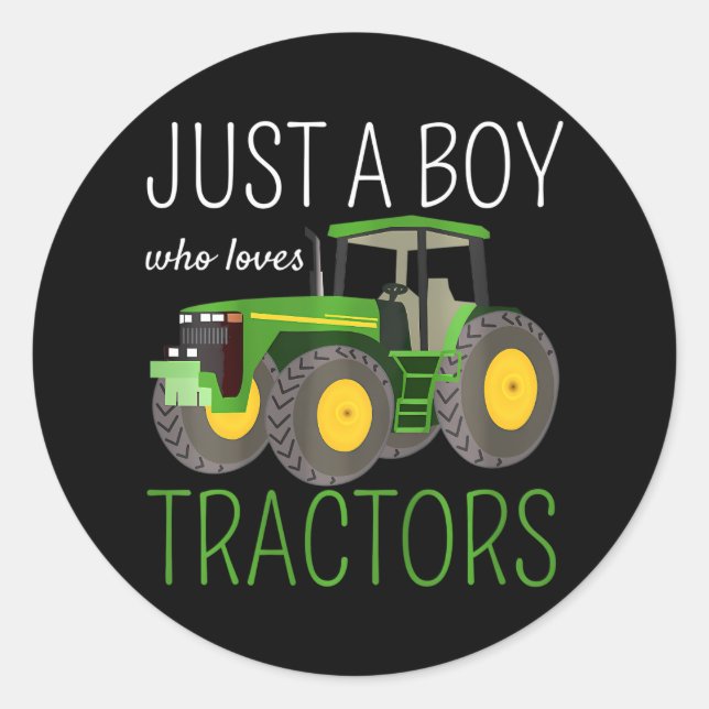 Sticker Rond Enfants Juste Un Garçon Qui Aime Les Tracteurs Agr (Devant)