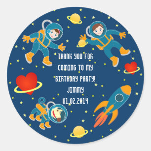 Sticker Rond Enfants Les astronautes aiment voyager dans l'espa