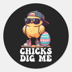 Sticker Rond Enfants Me Creuser Drôle Pâques Jeunes Garçons Hom
