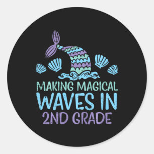 Sticker Rond Enfants Mermaid Magique Waves 2e année Deuxième pr