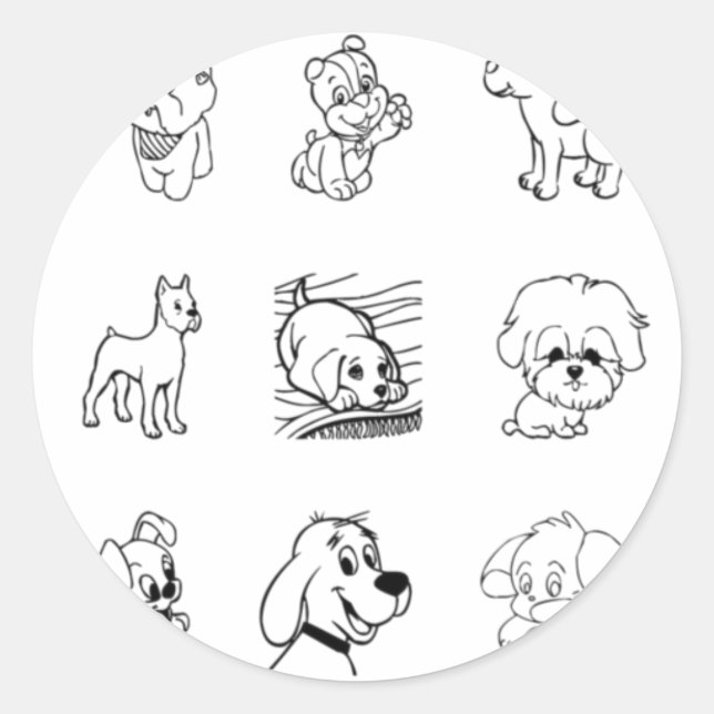 Sticker Rond Enfants mignonne Animal noir et blanc (Devant)