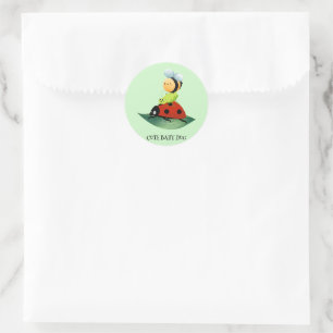 Sticker Rond Enfants mignonne Rouge coccinelle Abeille insecte