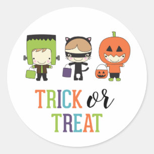 Sticker Rond Enfants mignons Halloween Birthday Trick ou Treat