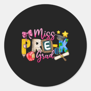 Sticker Rond Enfants Miss Pré-k Grad Graduation Girl Enfant Der