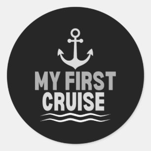 Sticker Rond Enfants Mon Premier Navire de Croisière Ancre Vaca