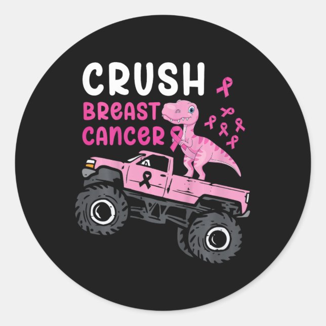 Sticker Rond Enfants Monster Camion Dinosaure Crush Cancer du s (Devant)