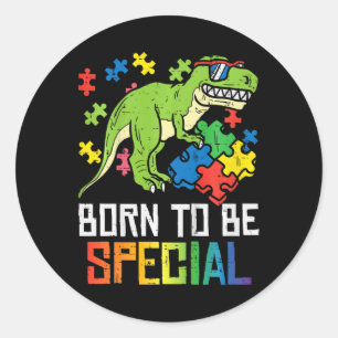 Sticker Rond Enfants nés Special Trex Puzzle Dino Boys Autism A