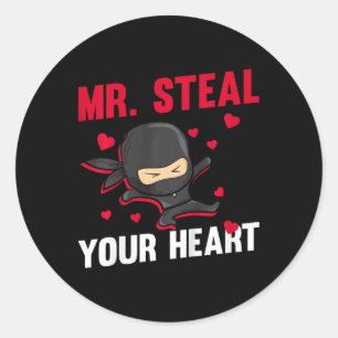 Sticker Rond Enfants Ninja M. volez votre cœur tout-petit garço