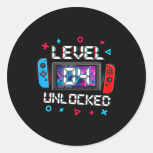 Sticker Rond Enfants Niveau 4 Joueur déverrouillé 4e anniversai
