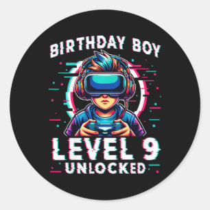 Sticker Rond Enfants Niveau 9 Déverrouillé 9 ans Anniversaire J