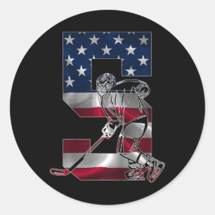 Sticker Rond Enfants Numéro 5 Ans Hockey sur Glace 5ème Anniver