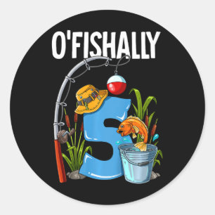 Sticker Rond Enfants O'fishally 5 ans 5ème anniversaire pêche