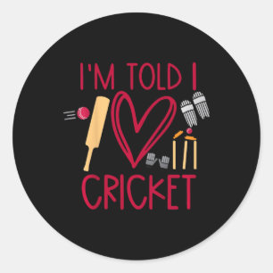 Sticker Rond Enfants, on me dit que j'aime le cricket Mignon am