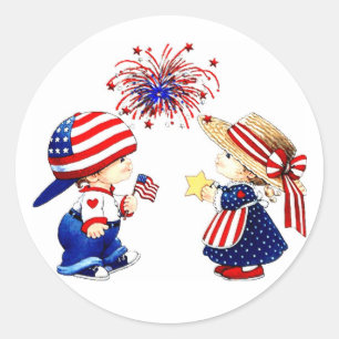 Sticker Rond Enfants patriotiques