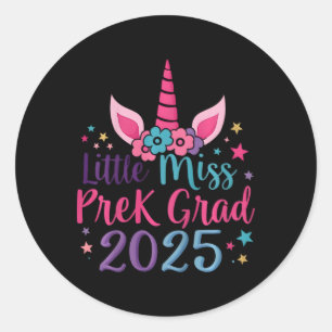 Sticker Rond Enfants Petite Miss Pré-k Grad préscolaire Filles