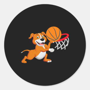 Sticker Rond Enfants Pitbull Dog Jouer Bysketbyll Chien Sport G