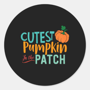 Sticker Rond Enfants Plus Mignon Citrouille Dans Le Patch Fun A