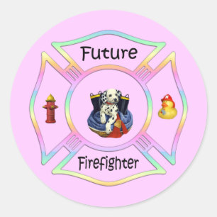 Sticker Rond Enfants pompiers