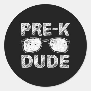Sticker Rond Enfants Pré-K Dude Premier jour du cadeau préscola