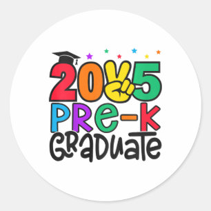 Sticker Rond Enfants Pré-k Graduate 2025 Graduation préscolaire