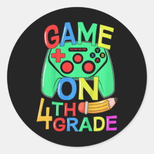 Sticker Rond Enfants rentrent à l'école Joueur de jeux vidéo 4e