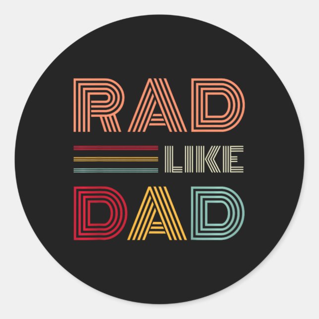 Sticker Rond Enfants Retro Rad Comme Papa Tee Correspondant Pèr (Devant)