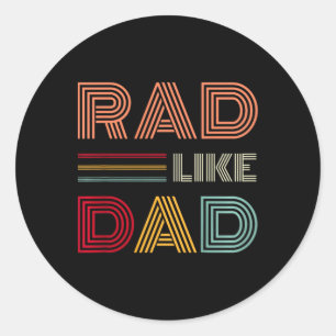 Sticker Rond Enfants Retro Rad Comme Papa Tee Correspondant Pèr