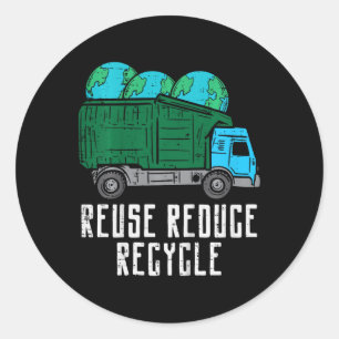 Sticker Rond Enfants réutiliser Réduire Recycle Garge Camion Ea