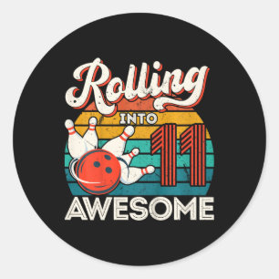 Sticker Rond Enfants roulent dans 11 ans 11e Bowling Anniversai