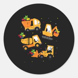 Sticker Rond Enfants Sensibilisation sur l'autisme Boys Constru