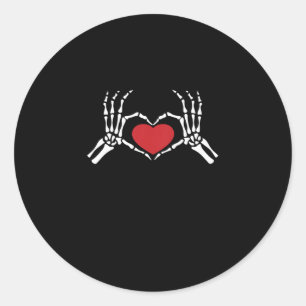 Sticker Rond Enfants Skeleton Coeur main Valentines Jour Classe
