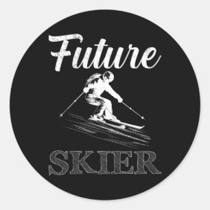 Sticker Rond Enfants Ski Futur Skieur Funny Skier Bientôt Être