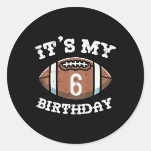Sticker Rond Enfants Son 6e anniversaire Football américain 6 a