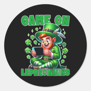 Sticker Rond Enfants St. Patrick's Video Game Tee Game sur Lepr