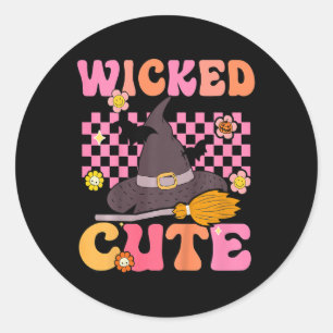 Sticker Rond Enfants Super Wicked jolie sorcière Halloween Cost