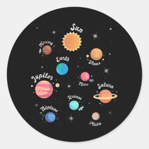 Sticker Rond Enfants Système solaire Planètes Connaissances E